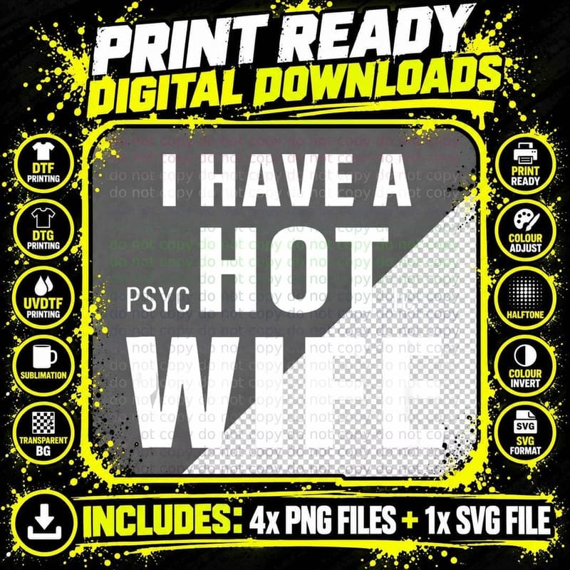 I Have a Psychotic Wife Sarcastic Adult Humor Funny Png SVG Digital Bundle