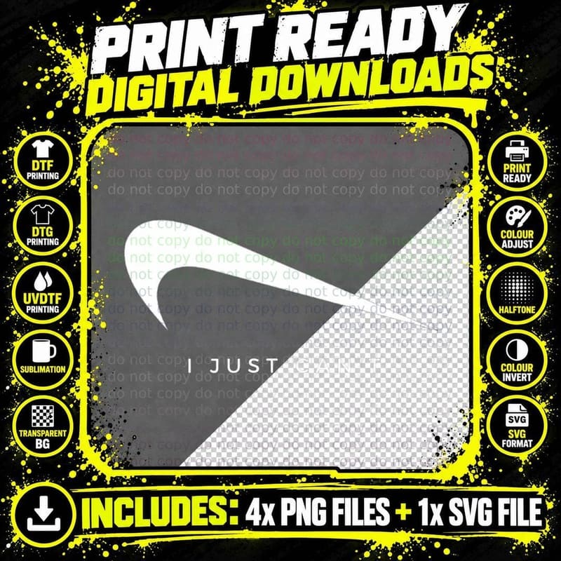 I Just Can't Funny T-Shirt Png SVG Digital Bundle