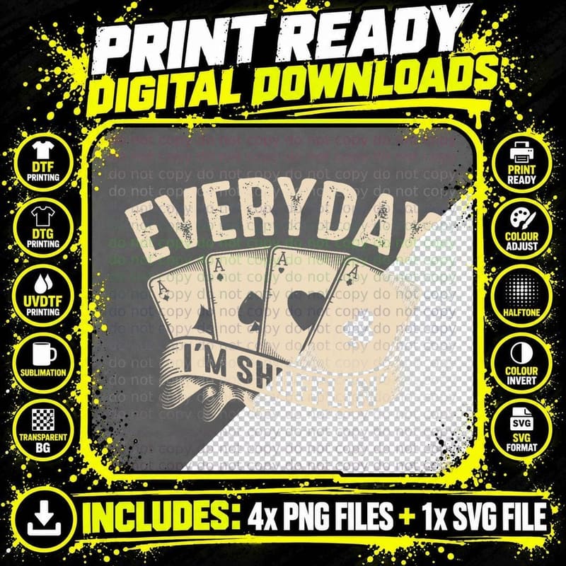 I'm Shufflin' Funny Poker Card Player Casino Gambler Png SVG Digital Bundle