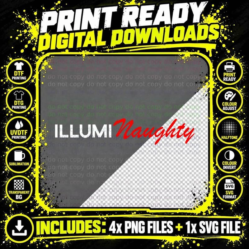 Illumi Naughty Alien UFO Believer Funny Conspiracy Png SVG Digital Bundle