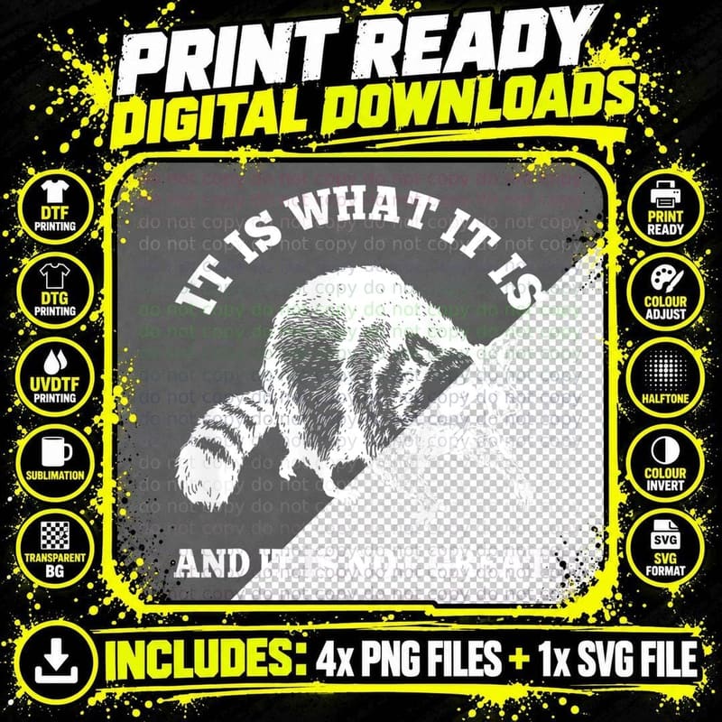 It Is What It Raccoon Is and It Is Not Great Raccoon Png SVG Digital Bundle