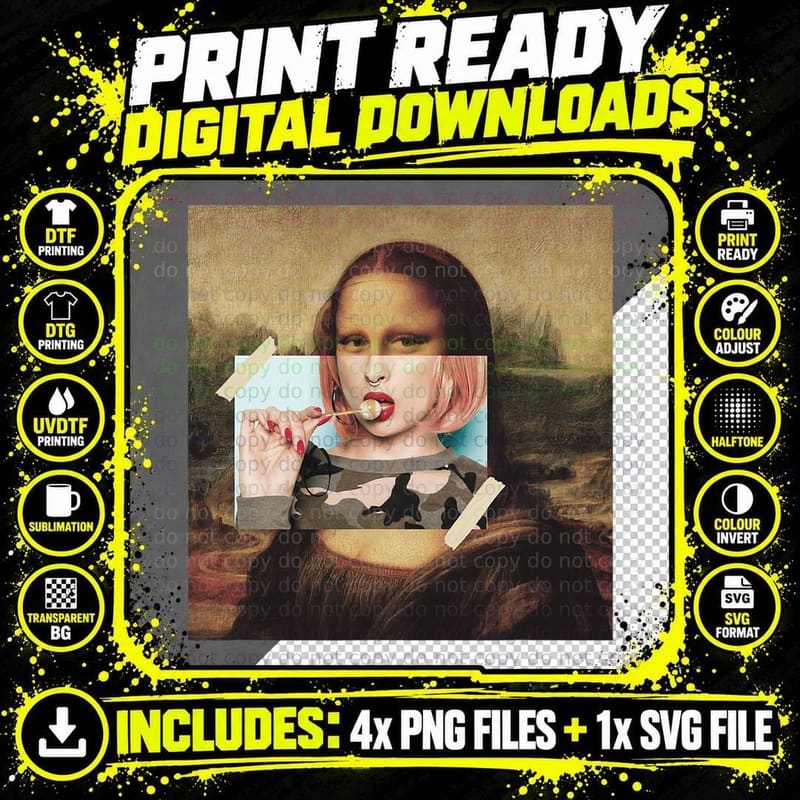 La Gioconda Mona Lisa Aesthetic E-Girls Funny Pop Art Png SVG Digital Bundle