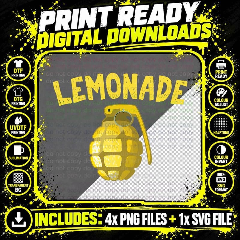 Lemon and Grenade Is Lemonade Meme T-Shirt Png SVG Digital Bundle