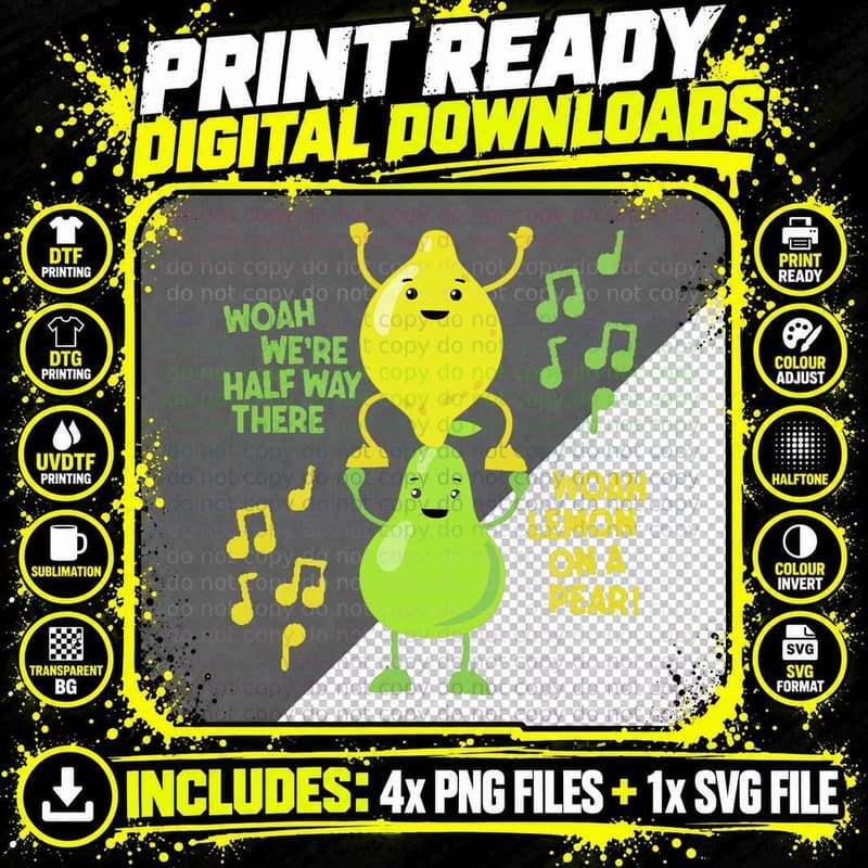 Lemon on a Pear Funny Foodie Lyric Meme Tshirt Women Png SVG Digital Bundle