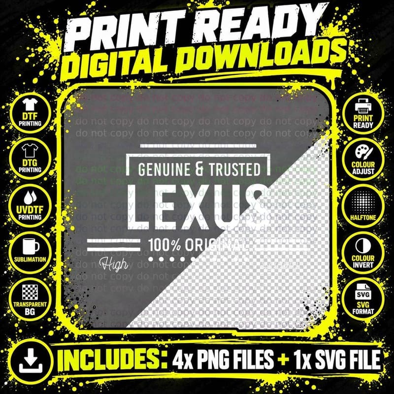 Lexus 100 Original Genuine & Trusted Funny Men's Name Png SVG Digital Bundle
