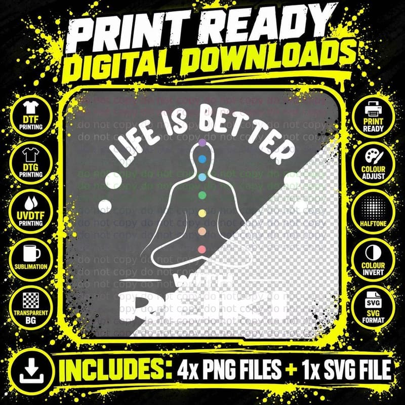 Life Is Better Reiki Therapist Funny Reiki Cute for Png SVG Digital Bundle