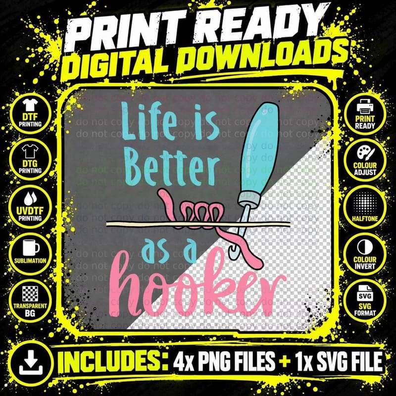 Life Is Better as a Hooker Funny Rug Hooking Making Rugs Png SVG Digital Bundle