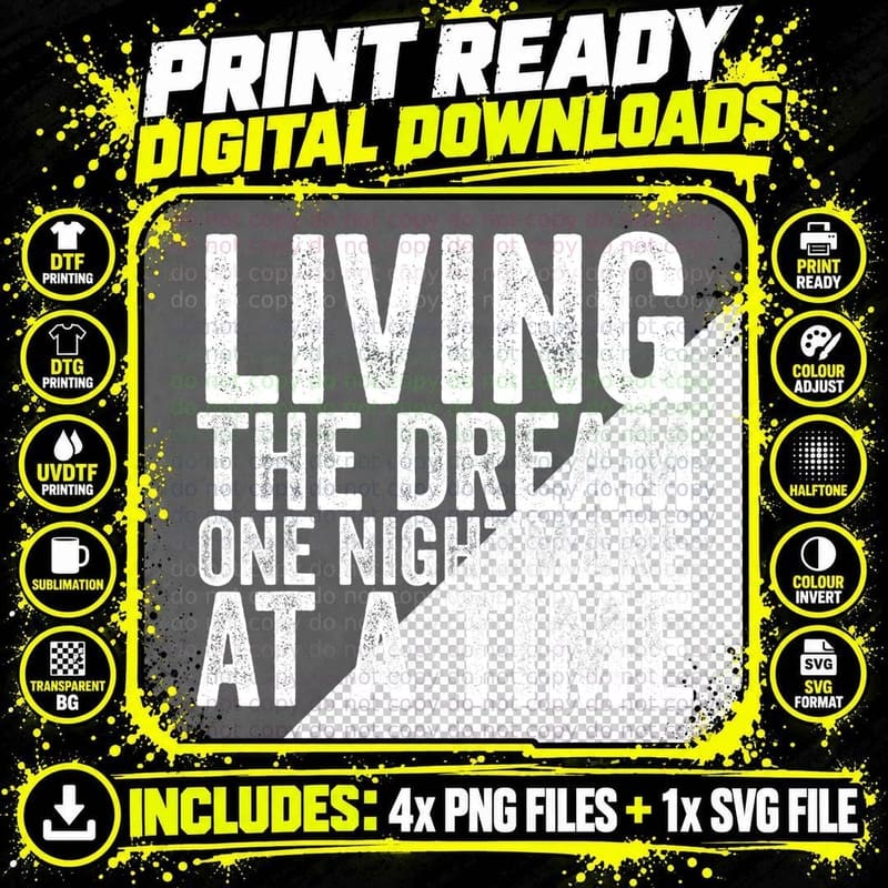 Living the Dream One Nightmare at a Time Funny Vintage Png SVG Digital Bundle