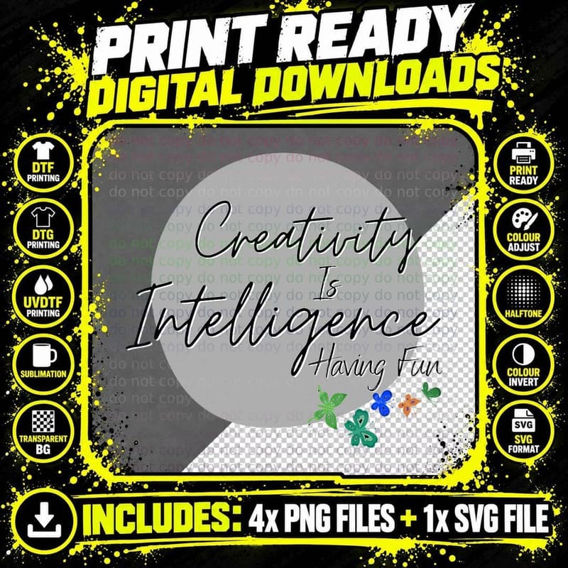 Love Art Artist Creativity Is Intelligence Having Fun Png SVG Digital Bundle