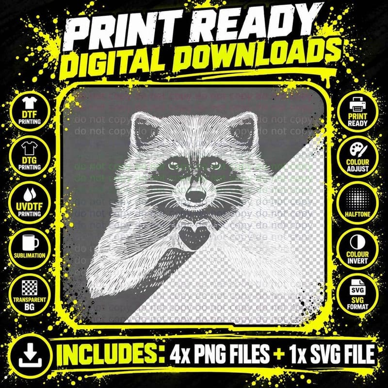 Loves Funny Raccoon-Animal for Men Women, Funny Png SVG Digital Bundle