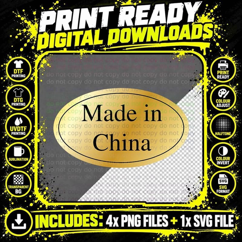 Made in China Gag Gift Chinese Funny Joke T-Shirt Png SVG Digital Bundle