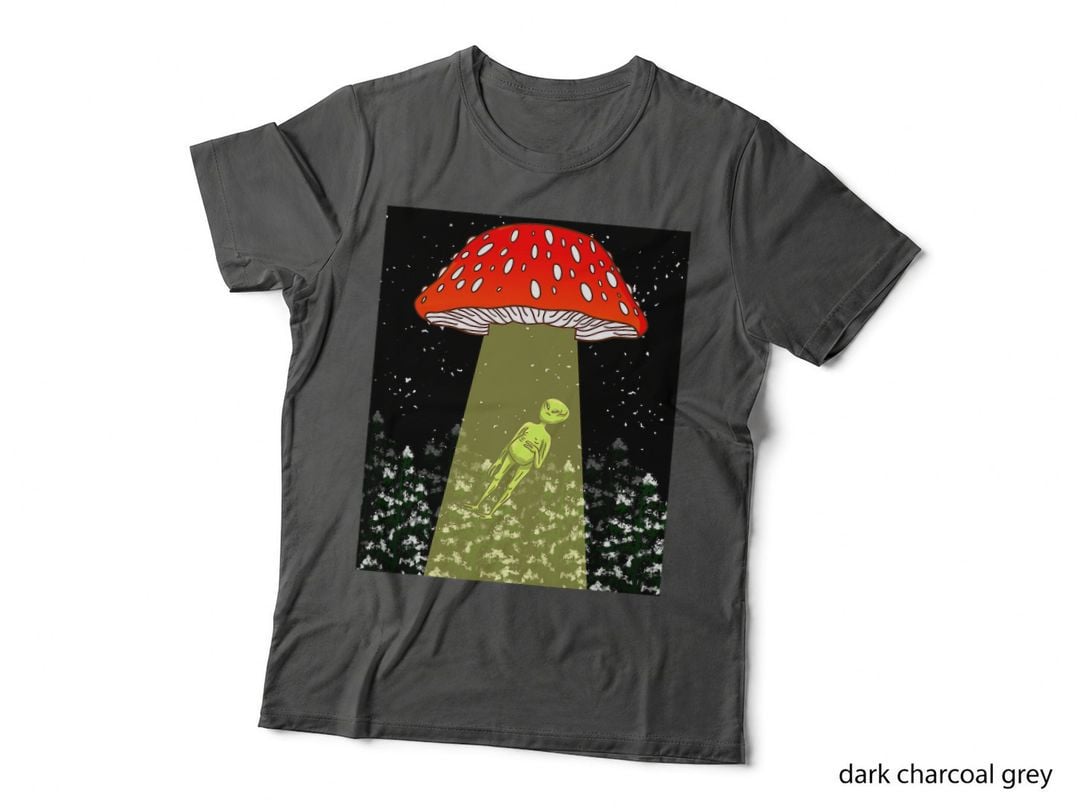 Magic Mushroom UFO Alien Abduction Funny ET Space Pun T-Shirt