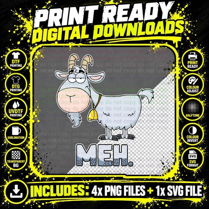 Meh! Shirt Sarcastic Goat Lover Shirt Goat T-Shirt Png SVG Digital Bundle