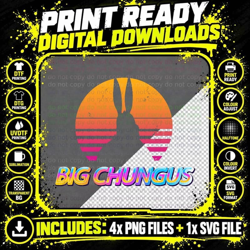 Meme Big Chungus T-Shirt Png SVG Digital Bundle