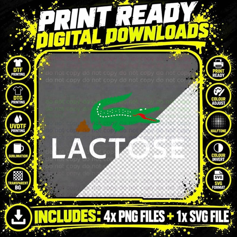 Meme Crocodile Lactose T-Shirt Png SVG Digital Bundle