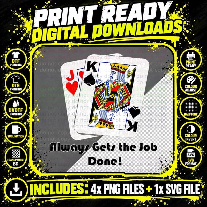Mens Jack King off Suit Always Gets the Job Done Funny Png SVG Digital Bundle