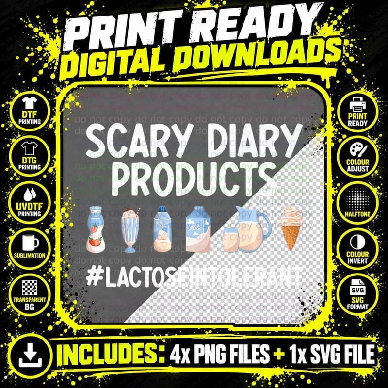 Milk Lactose Free Funny Lactose Intolerant Dairy Is Png SVG Digital Bundle