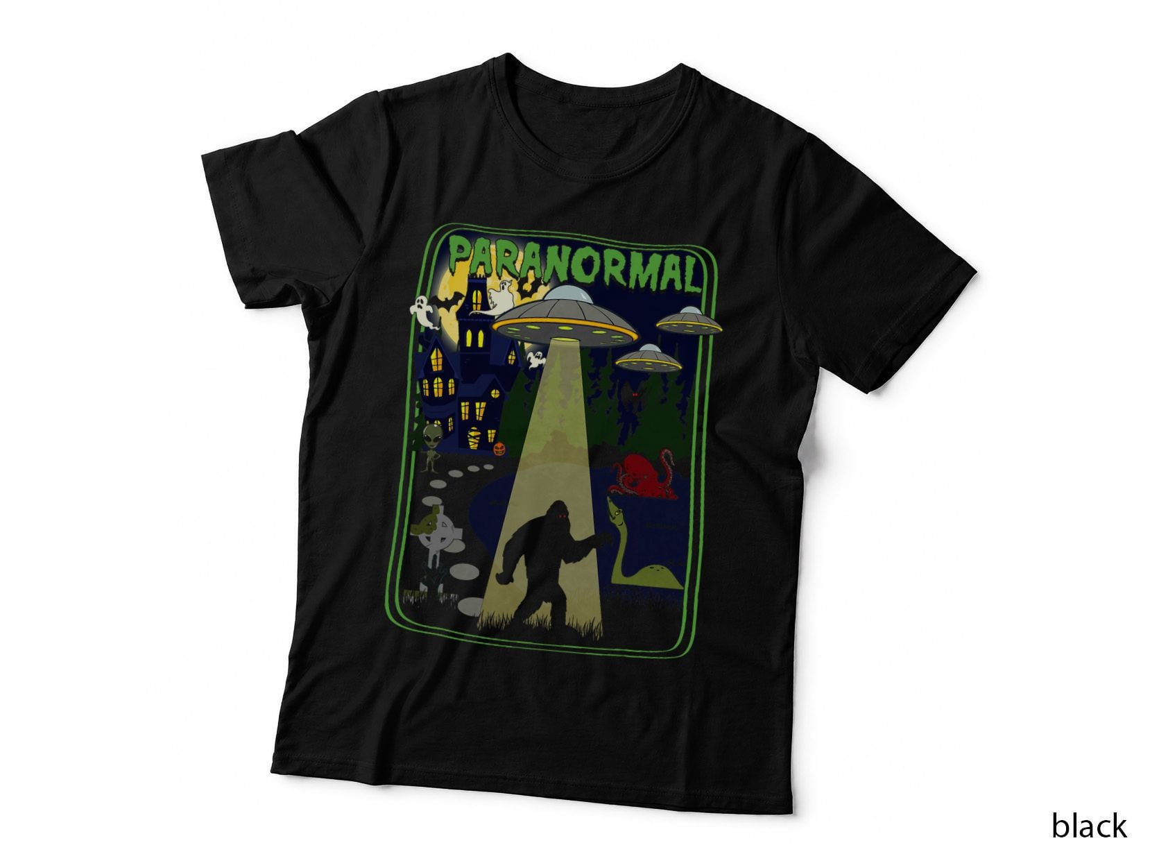 Paranormal Bigfoot Loch Ness Mothman Aliens Funny Cryptid T-Shirt