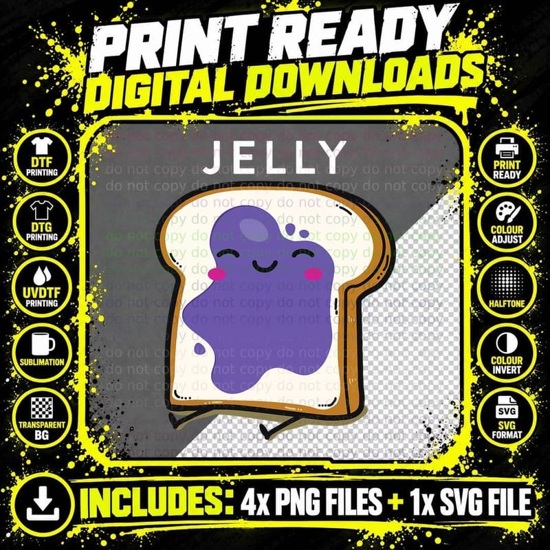 Peanut Butter & Jelly Matching Couple Shirts Funny Png SVG Digital Bundle