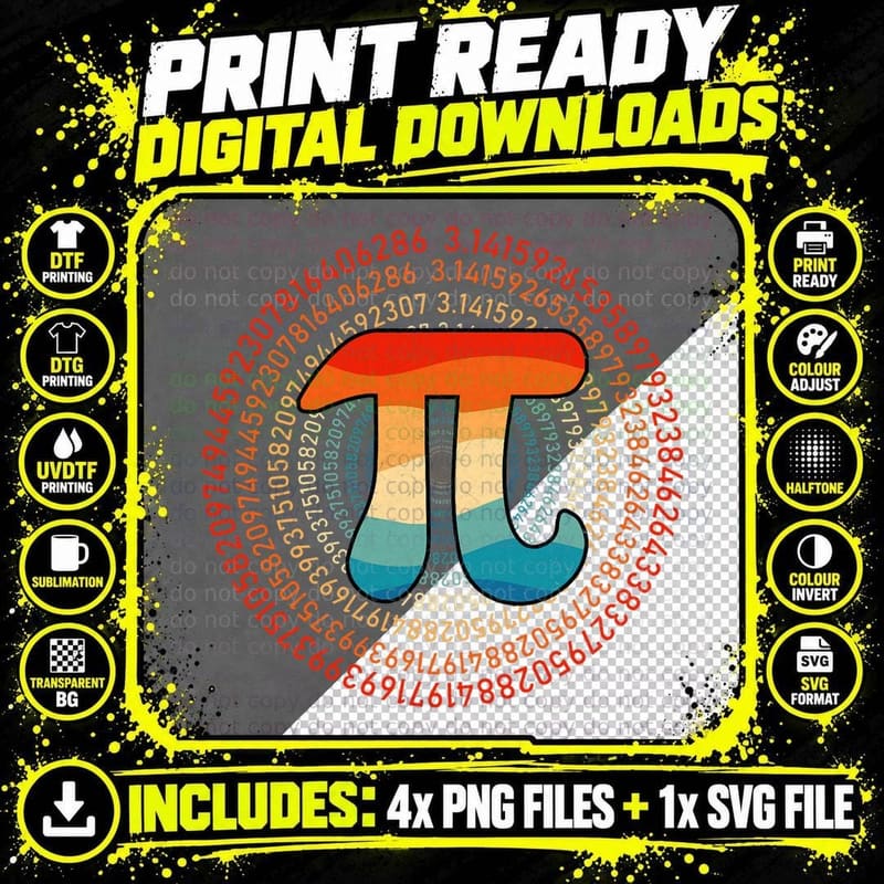 Pi Day 3.14 Number Symbol Math Science Png SVG Digital Bundle