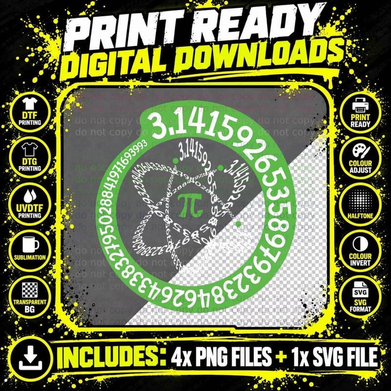 Pi Day Funny Novelty Graphic Atom Science Math Lovers Png SVG Digital Bundle
