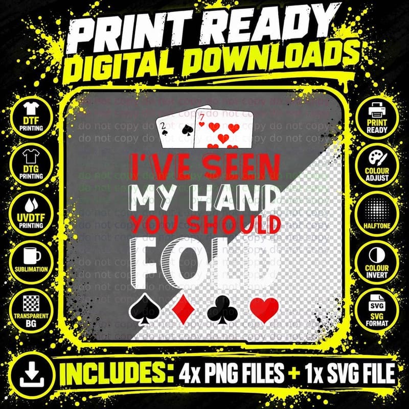 Poker Player Funny Gambling Gamble Casino Night Game Png SVG Digital Bundle
