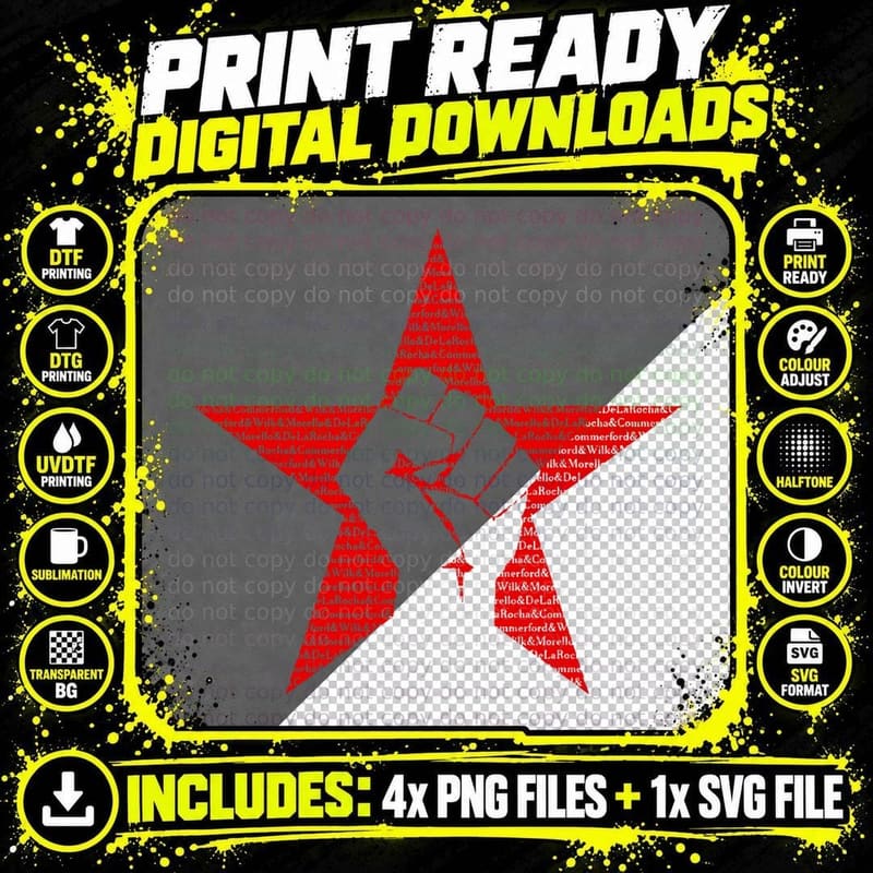 RATM Star Fist Funny T-Shirt Png SVG Digital Bundle