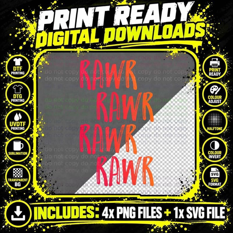 Rawr Funny Teens Emo Goth Music Emotional Humor Gift Png SVG Digital Bundle