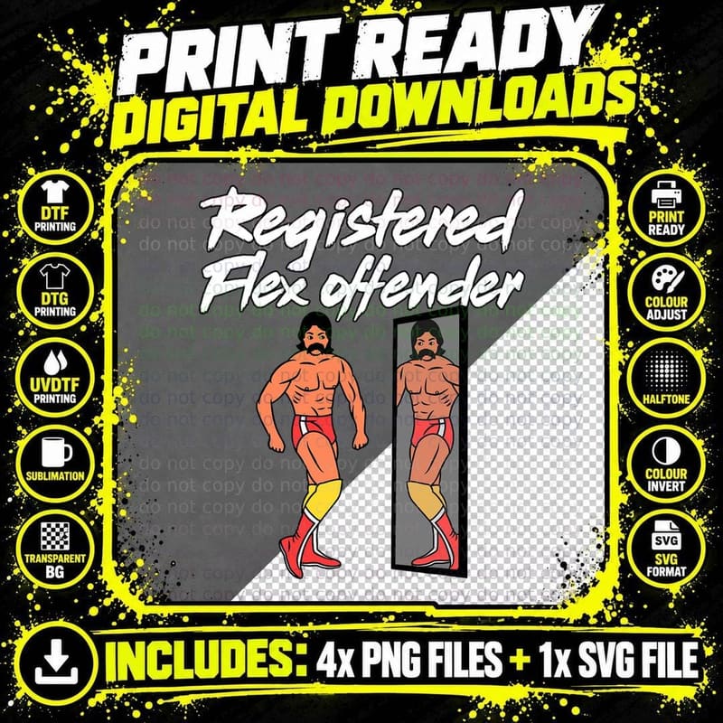 Registered Flex Offender Ironic Bodybuilder Meme Sigma Png SVG Digital Bundle