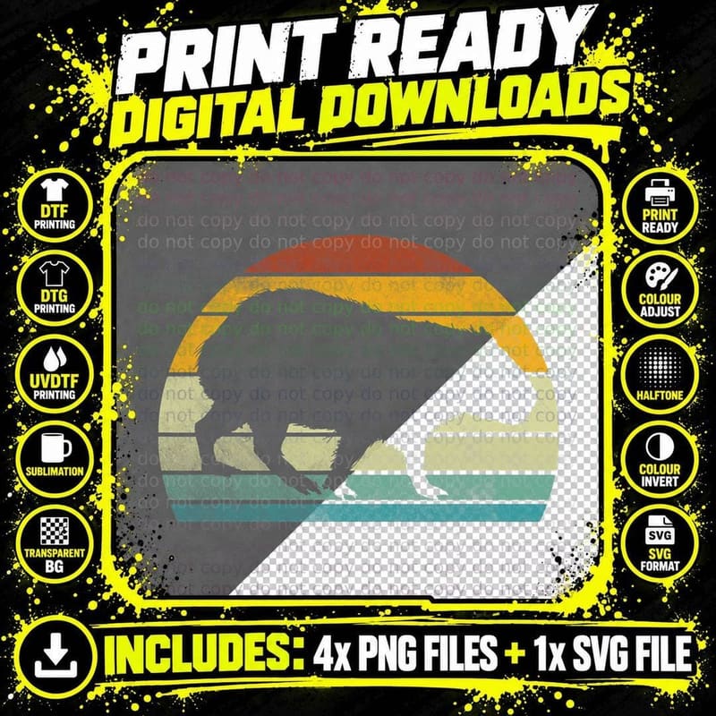 Retro Rodent Funny Capybara Vintage Men Women T-Shirt Png SVG Digital Bundle