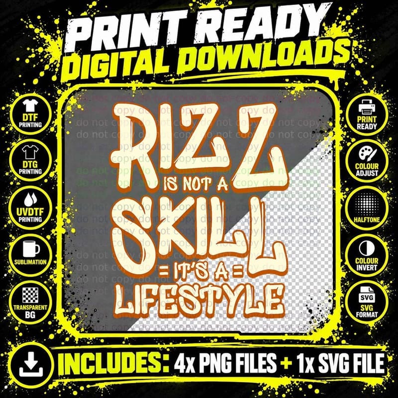 Rizz Lifestyle - the W Rizzler Certified Rizzler Funny Png SVG Digital Bundle