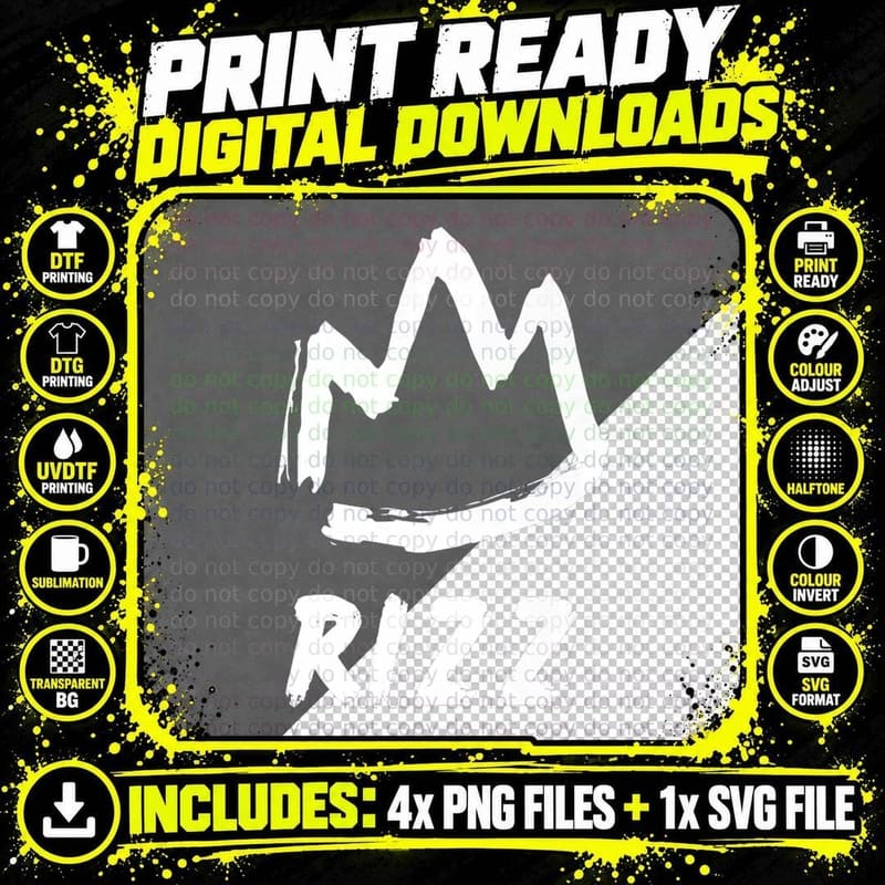 Rizz Meme, Funny Gift T-Shirt Png SVG Digital Bundle