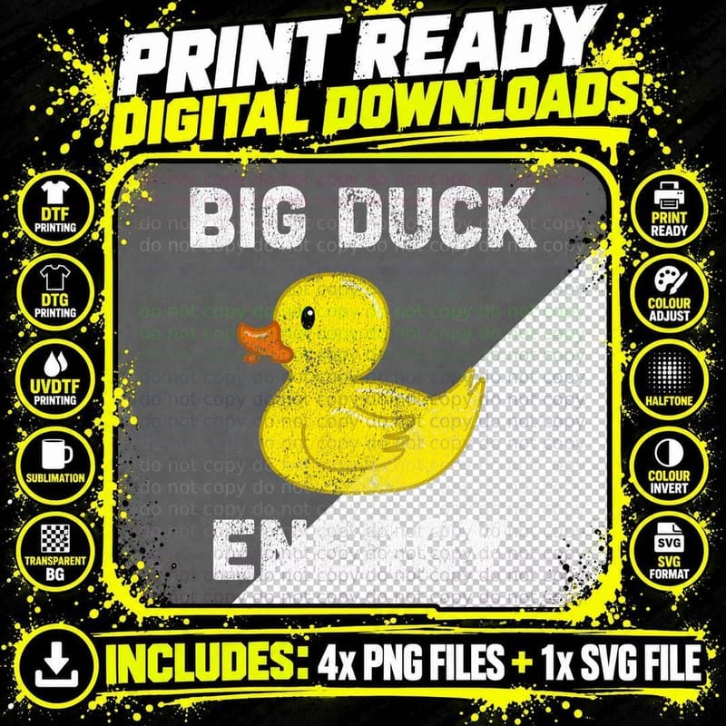 Rubber Ducky, Funny Meme, Big Duck Energy T-Shirt Png SVG Digital Bundle