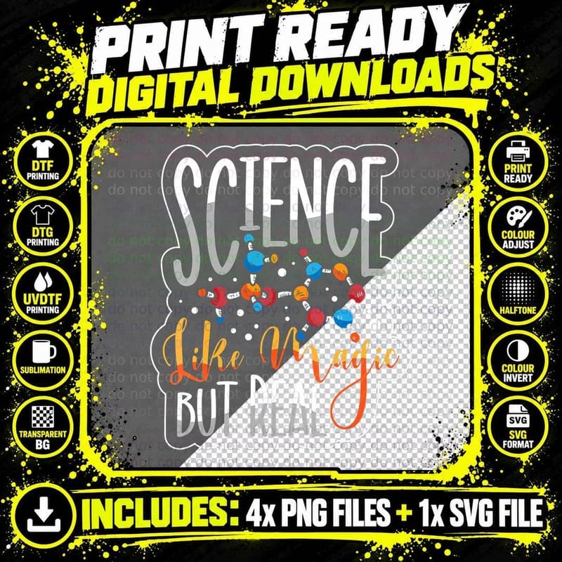 Science Like Magic but Real Funny Nerd Physics Chemistry Png SVG Digital Bundle