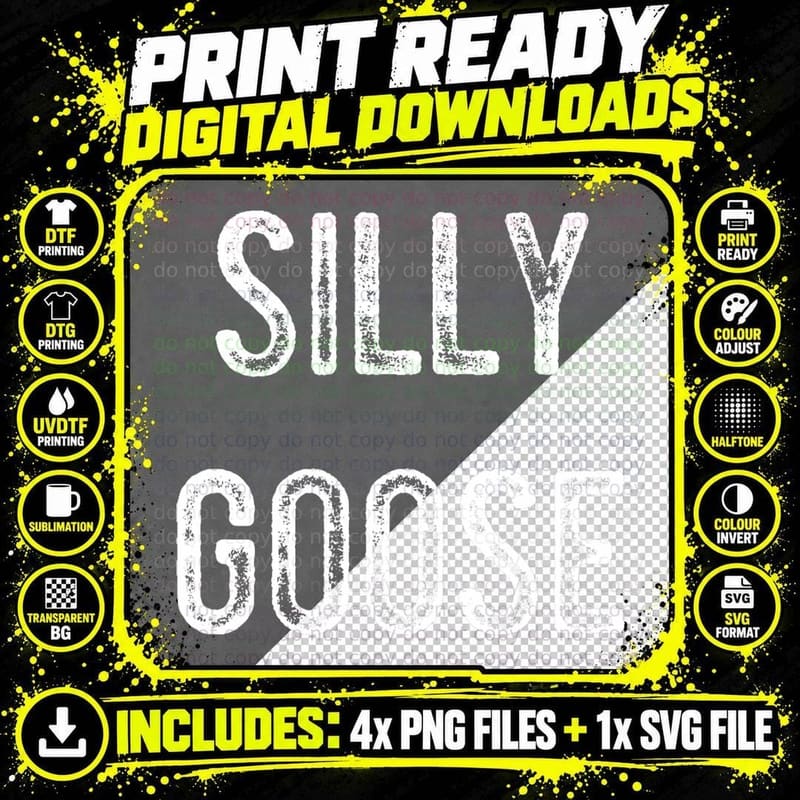 Silly Goose Trendy Funny Text T-Shirt Png SVG Digital Bundle