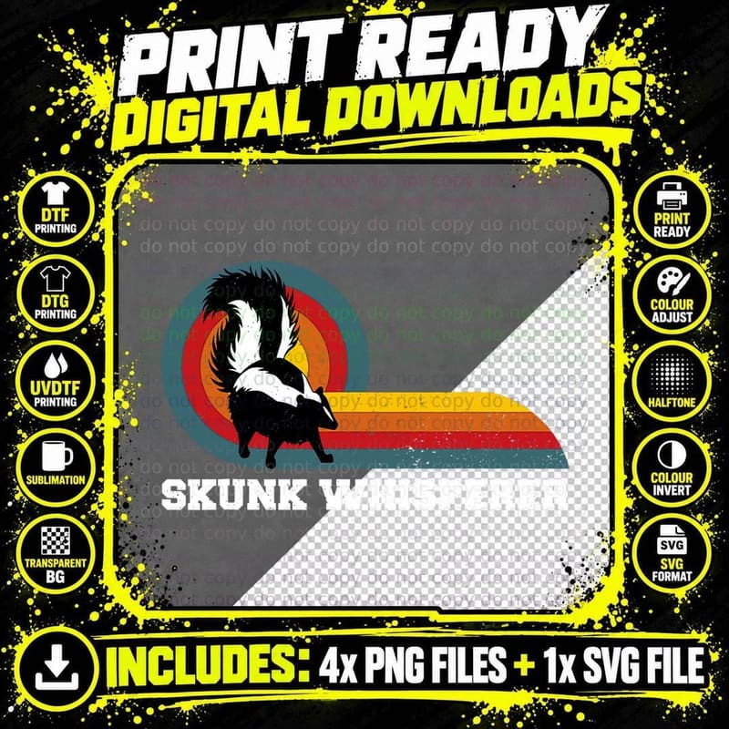 Skunk Whisperer Funny Pet Skunks T-Shirt Png SVG Digital Bundle
