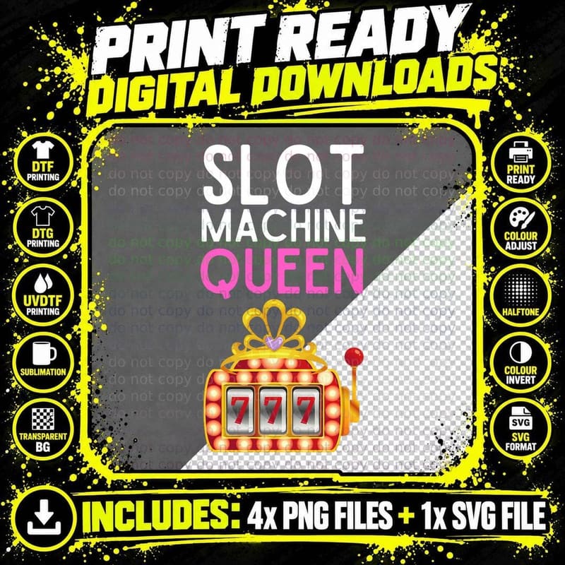 Slot Machine Queen Shirt Funny Gambling Slot Machine Png SVG Digital Bundle
