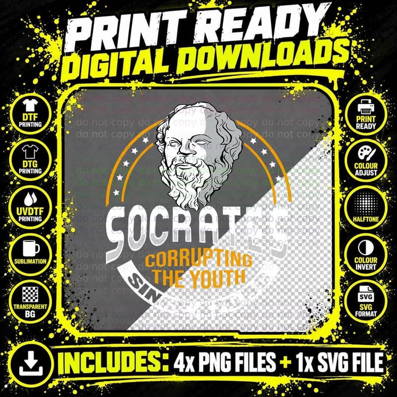 Socrates Corrupting Youth Meme for a Philosopher T-Shirt Png SVG Digital Bundle
