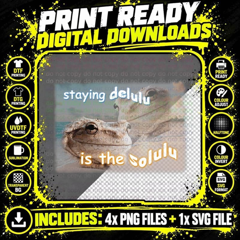 Staying Delulu Is the Solulu Frog Meme T-Shirt Png SVG Digital Bundle