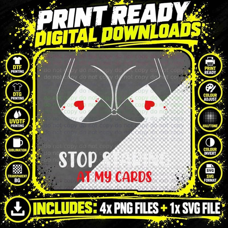Stop Staring at My Cards Funny Poker Women Player T-Shirt Png SVG Digital Bundle