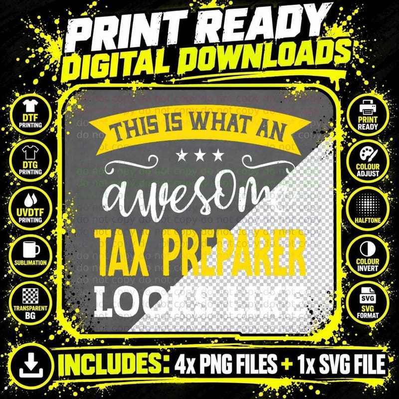 Tax Preparer Job Title Employee Funny Worker Tax Png SVG Digital Bundle