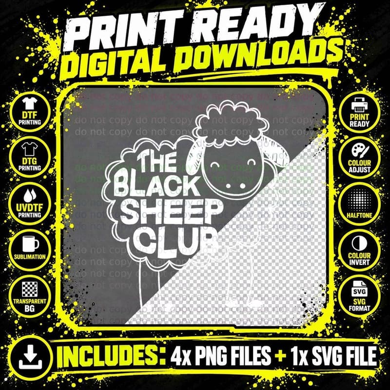 The Black Sheep Club Funny Black Sheep Squad Sarcastic Png SVG Digital Bundle