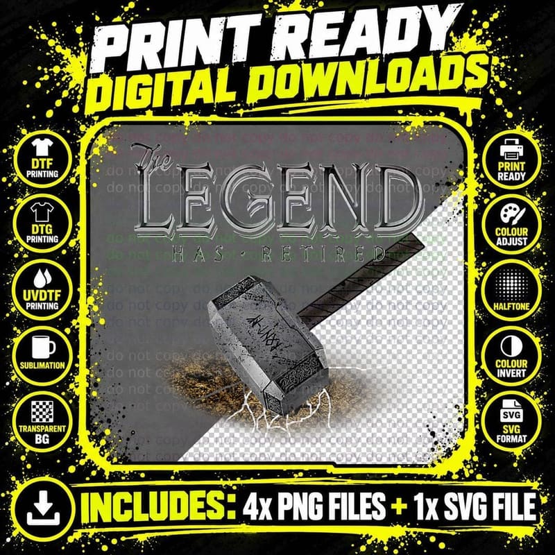 The Legend Has Retired Retirement Meme T-Shirt Png SVG Digital Bundle