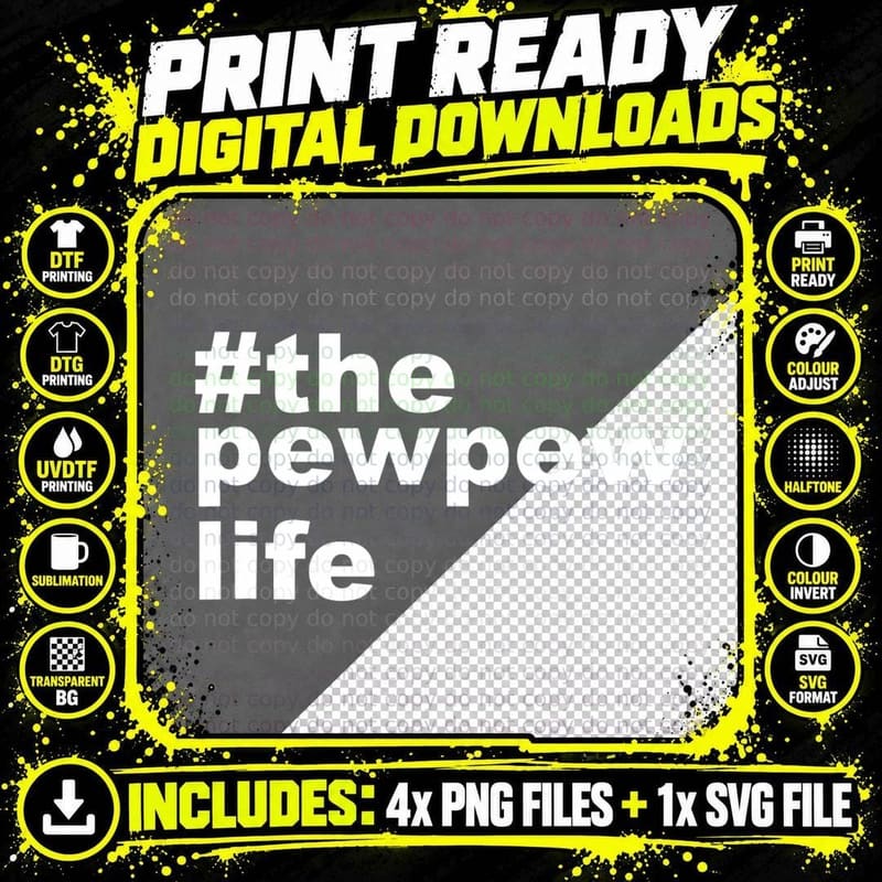 The Pew Life Funny Gun Lovers Gift for Husband Men Women Png SVG Digital Bundle