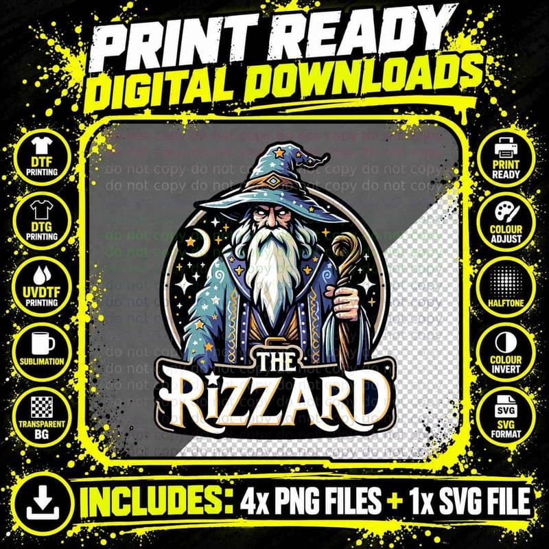 The Rizzard Funny W Rizz Wizard Meme Certified Rizzler Png SVG Digital Bundle