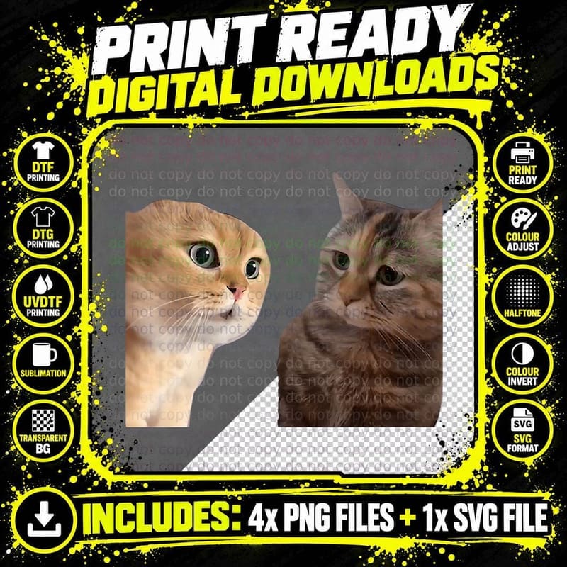 Two Cats Talking Meme, Mens, Two, Cats T-Shirt Png SVG Digital Bundle