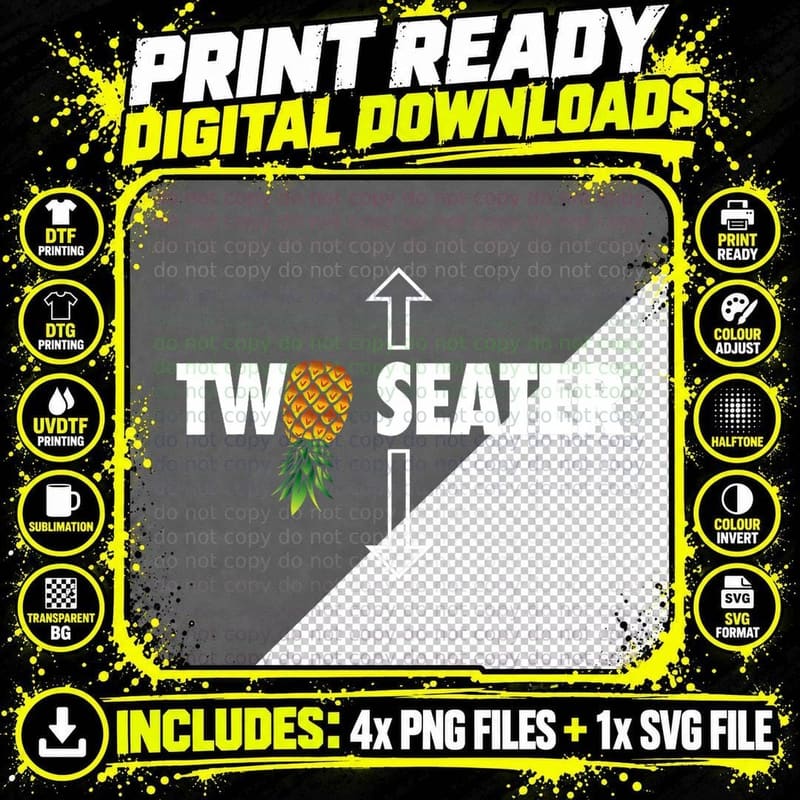 Two Seater Swinger Mens Funny Upside Down Pineapple Png SVG Digital Bundle