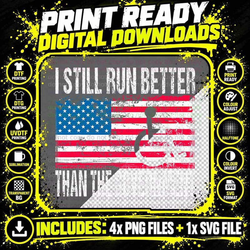US Flag Wheelchair Joke - American Government Humor Png SVG Digital Bundle
