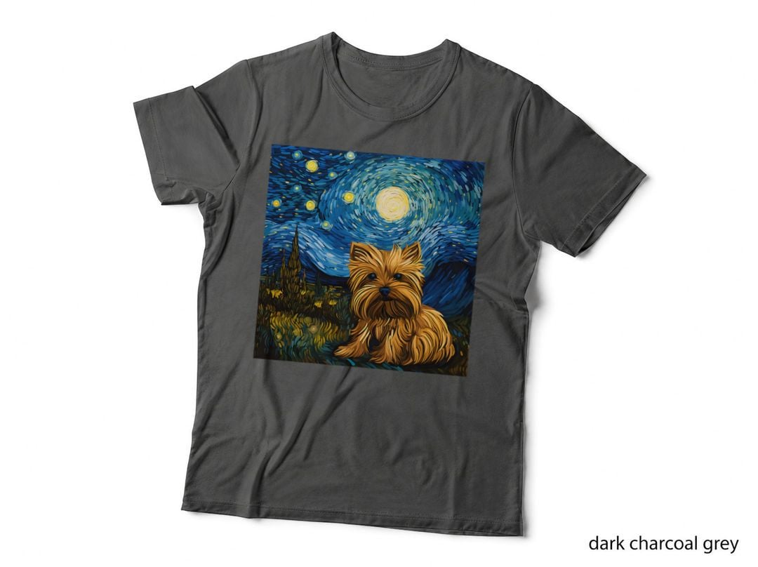 Van Gogh Starry Night Yorkshire Terrier Lover Funny Meme T-Shirt