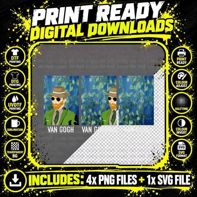 Van Gogh Van Goghing Van Gone Vincent Van Gogh Humor Pun Png SVG Digital Bundle